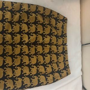 J. Crew Black and Gold Patterned Mini Skirt